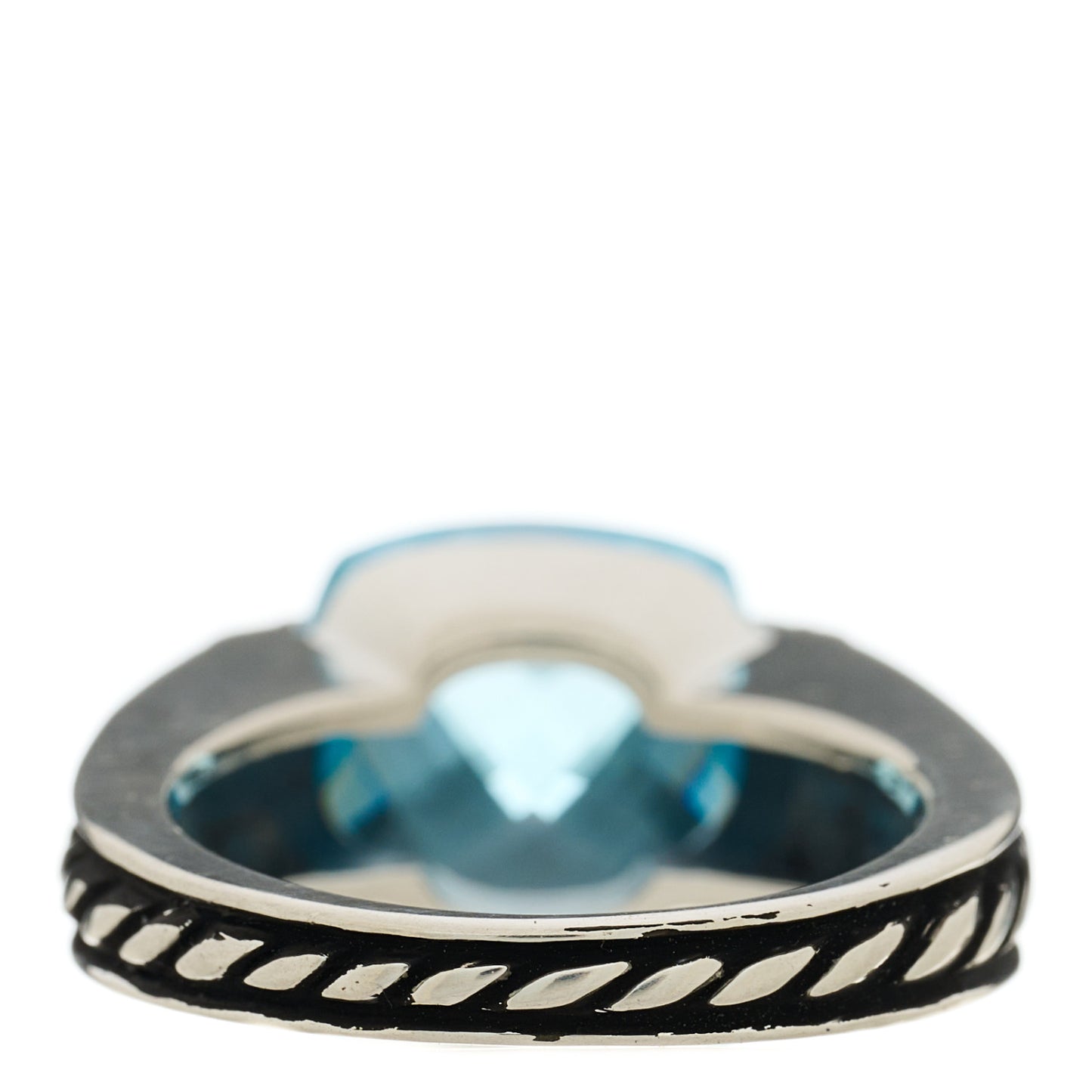 Sterling Silver Diamond Blue Topaz 11mm Deco Ring 52 6