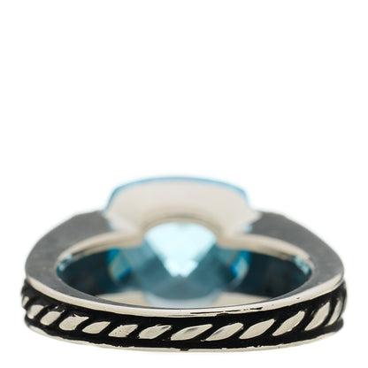 David Yurman Sterling Silver Diamond Blue Topaz 11mm Deco Ring 52 6 5 of 5