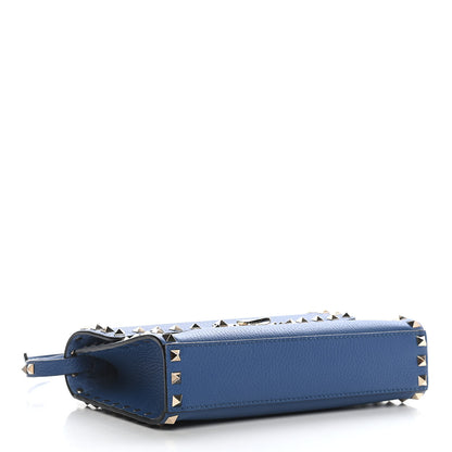 Valentino Garavani Pebbled Calfskin Medium Rockstud Flip Lock Crossbody Bag Baltique 4 of 9