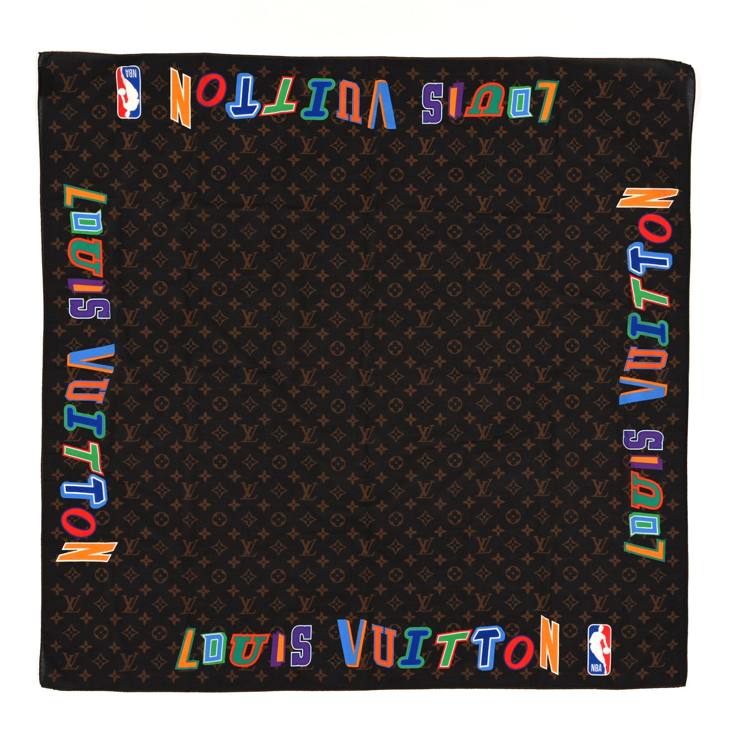 X NBA Cotton Silk Letters Mask Cover and Bandana Set Brown