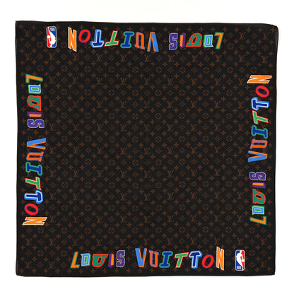 Louis Vuitton X NBA Cotton Silk Letters Mask Cover and Bandana Set Brown 1 of 3