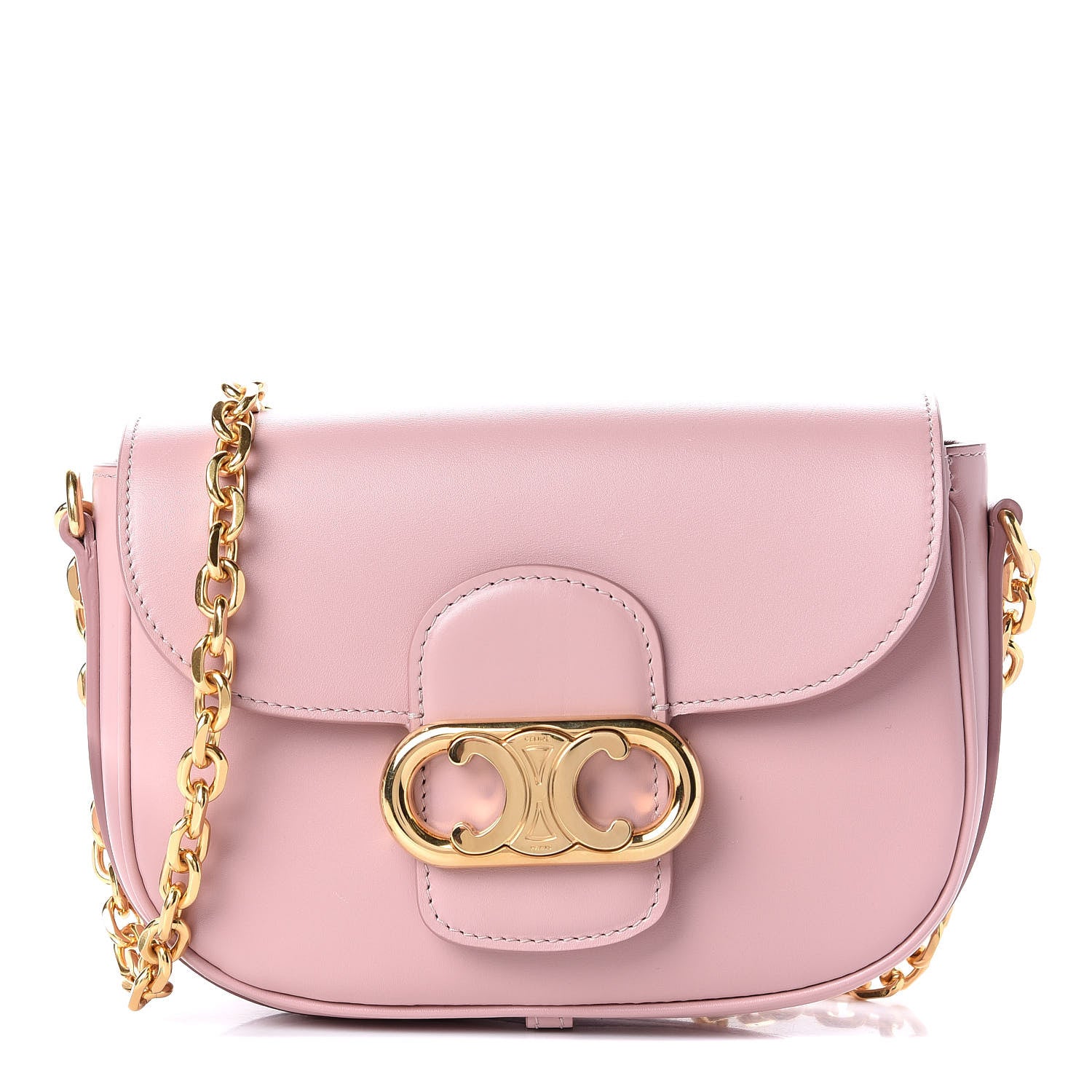 Celine Shiny Calfskin Small Chain Maillon Triomphe Vintage Pink 1 of 10