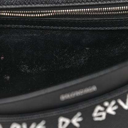 Balenciaga Grained Calfskin Graffiti M BB Round Shoulder Bag Black Multicolor 14 of 17