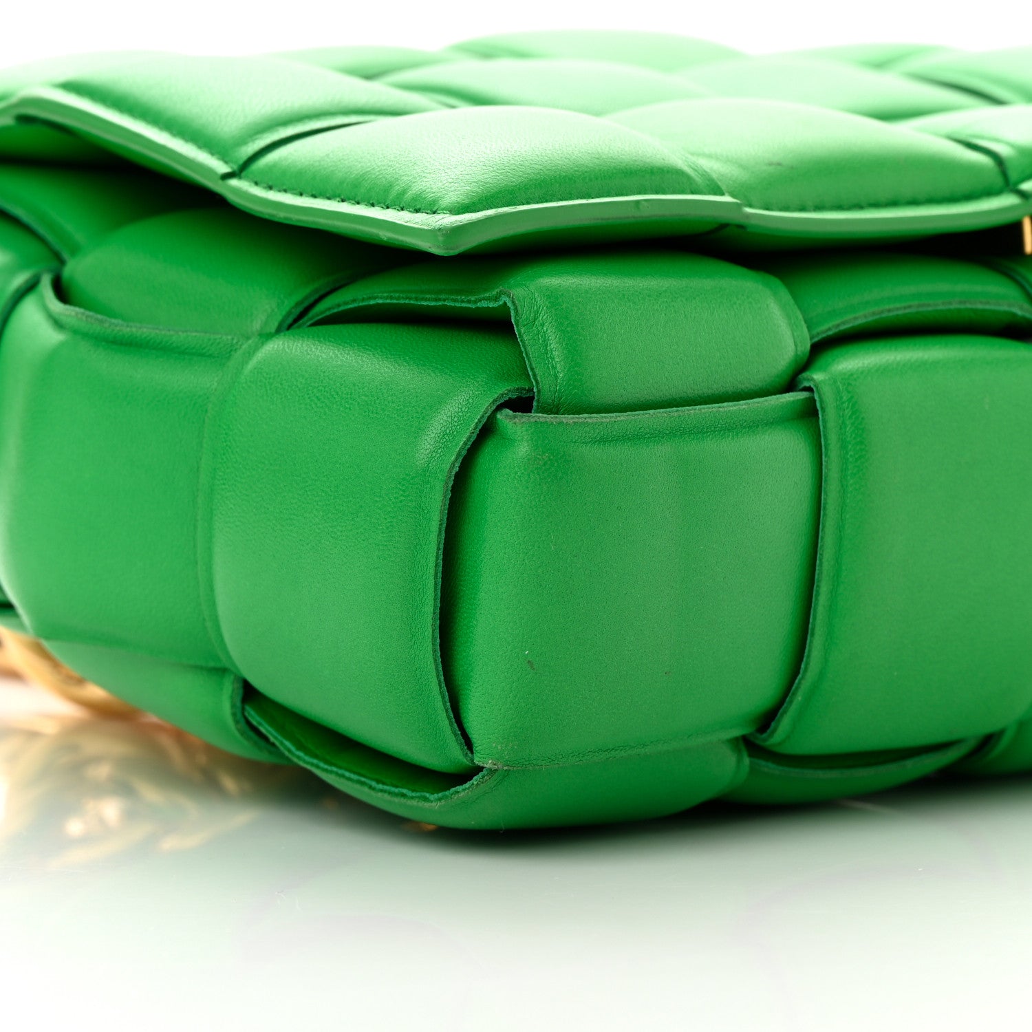 Bottega Veneta Lambskin Maxi Intreccio Padded Chain Cassette Crossbody Bag Grass 9 of 21
