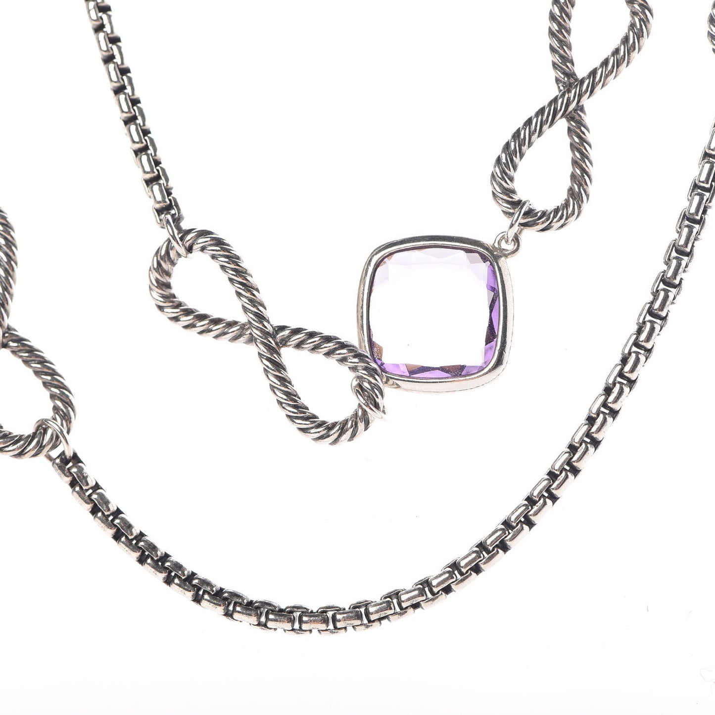 Sterling Silver Amethyst Infinity Necklace