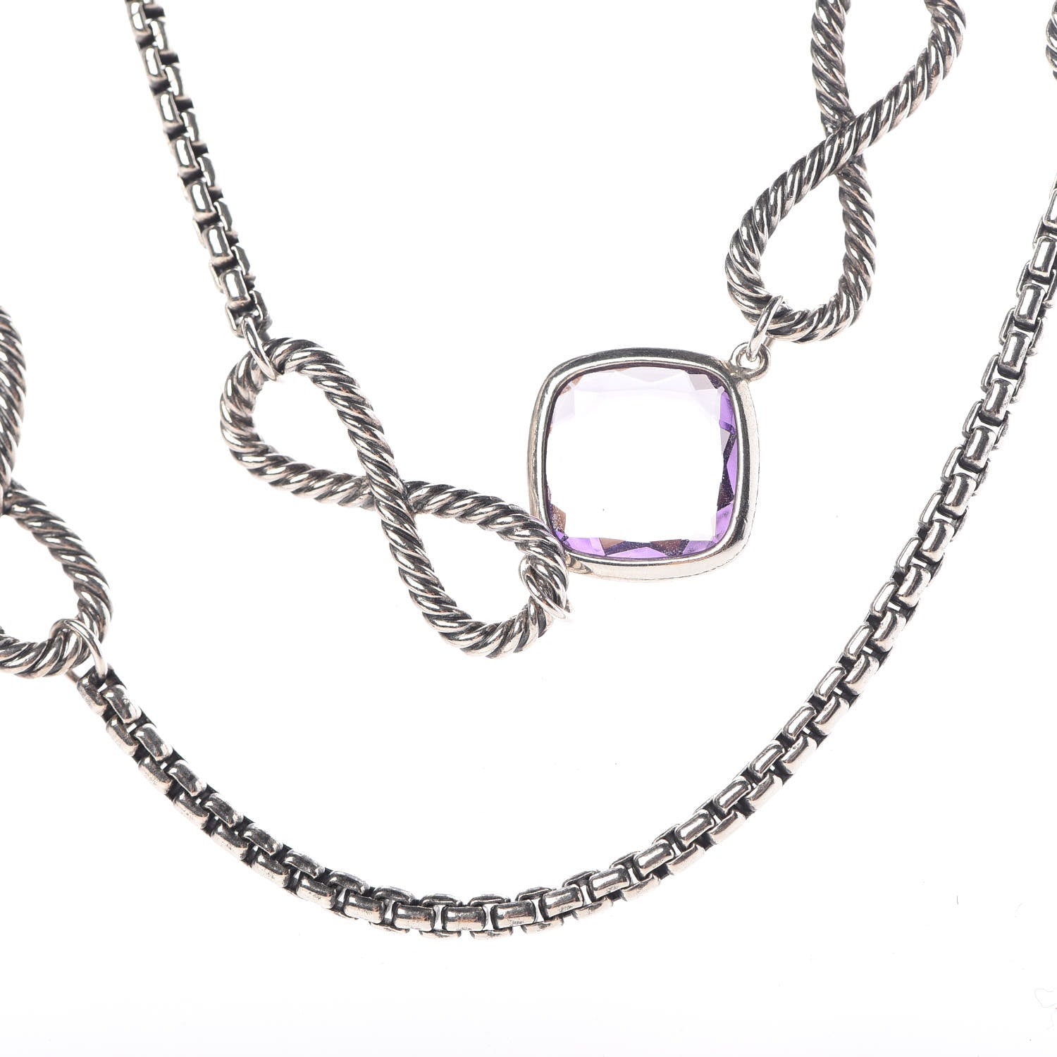David Yurman Sterling Silver Amethyst Infinity Necklace 6 of 6