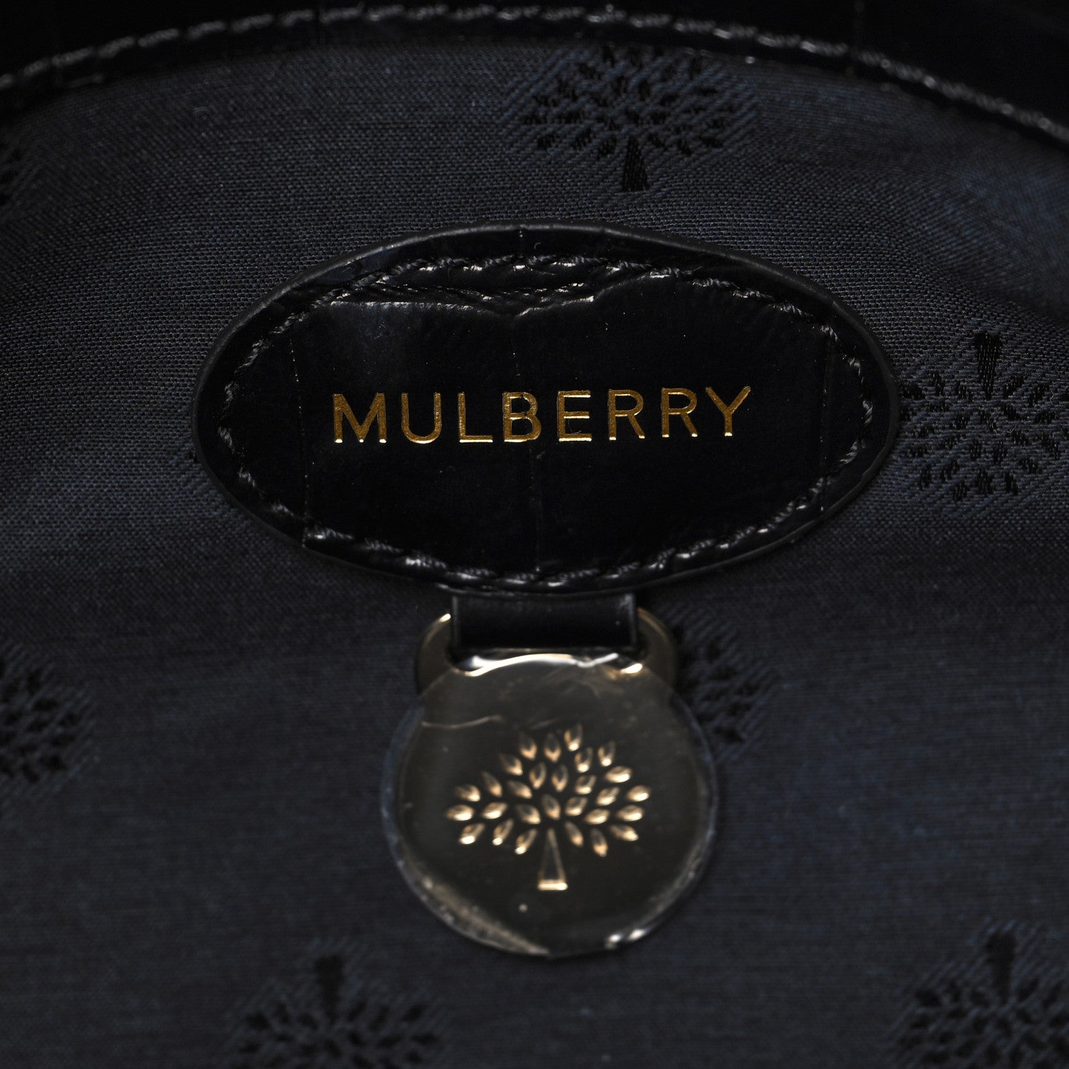 Mulberry Shiny Calfskin Crocodile Print Small Bayswater Satchel Black 6 of 9