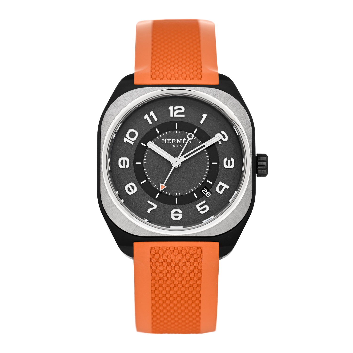 Hermes DLC Coated Titanium Rubber 39mm H08 Automatic Watch Orange 1 of 5