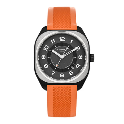 Hermes DLC Coated Titanium Rubber 39mm H08 Automatic Watch Orange 1 of 5