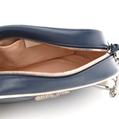 Gucci Vintage Effect Calfskin Matelasse Diagonal Small Torchon GG Marmont Chain Shoulder Bag Blue Agata Mystic White 5 of 9