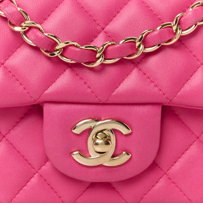Chanel Lambskin Quilted Mini Rectangular Flap Fuchsia 9 of 13