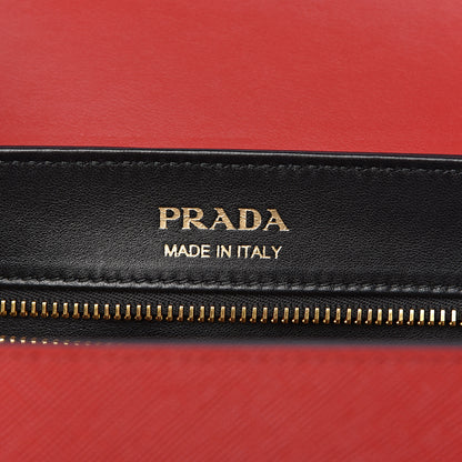 Prada Saffiano Lux Large Sidione Top Handle Bag Fuoco 6 of 10