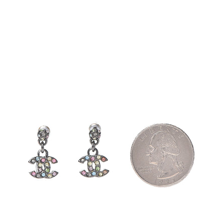 Chanel Ruthenium Crystal CC Drop Earrings Multicolor 2 of 4