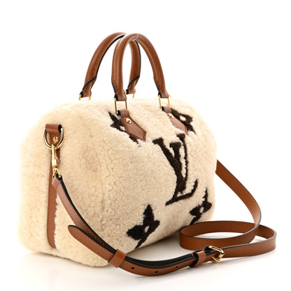 Louis Vuitton Monogram Shearling Speedy Bandouliere 25 Cream Brown 3 of 9