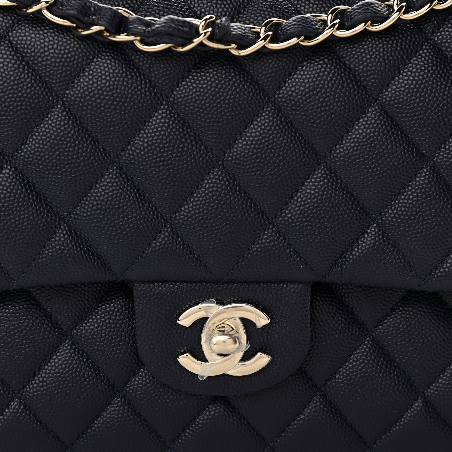 Chanel Caviar Quilted Medium Double Flap Dark Blue 7 of 10