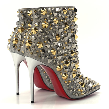 Christian Louboutin Calfskin Specchio Glitter So Full Kate 100 Ankle Boots 37 Silver Multicolor 4 of 7