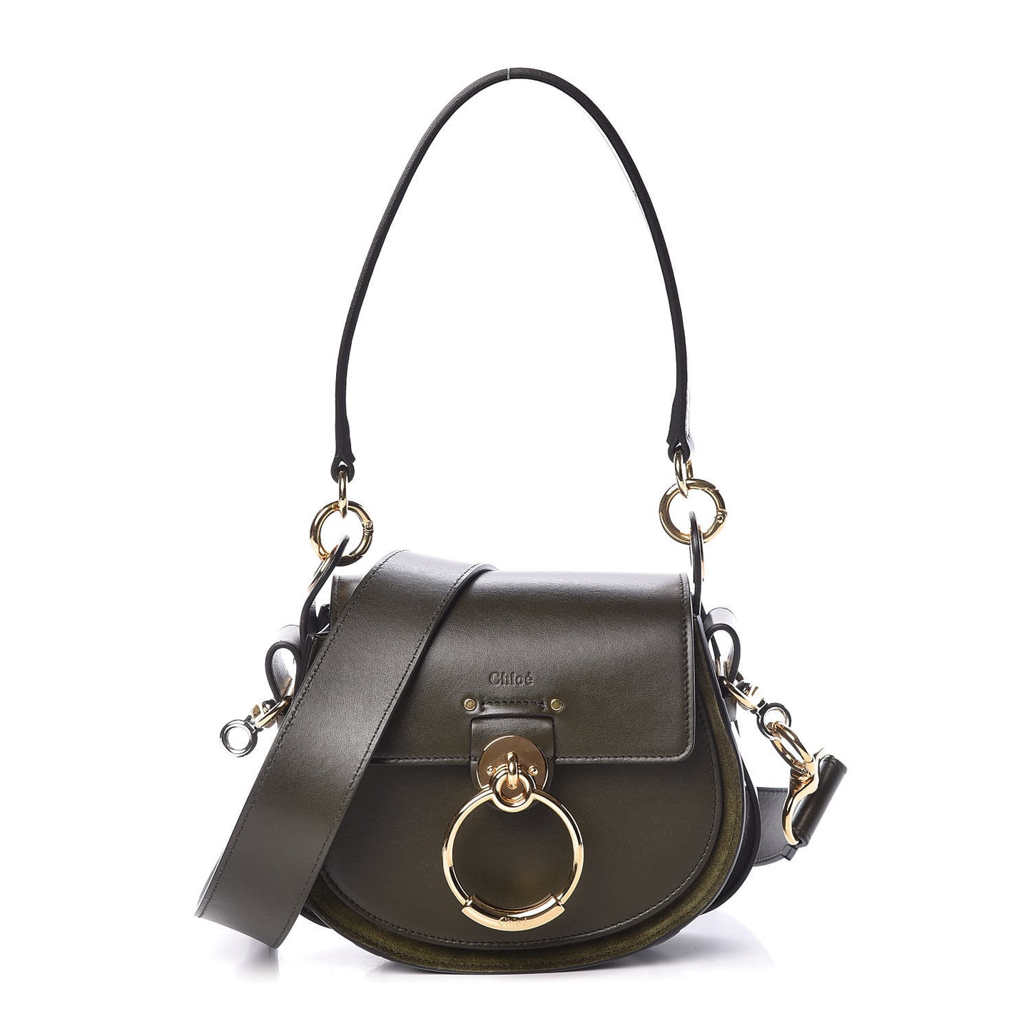 Calfskin Suede Small Tess Bag Deep Forest
