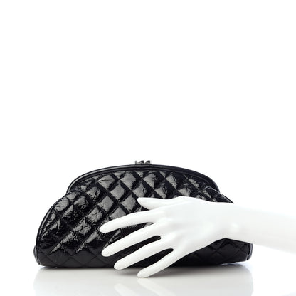 Chanel Distressed Patent Quilted Timeless Clutch Black 2 of 7