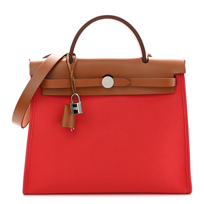 Hermes Toile Vache Hunter Herbag Zip 31 PM Rose Jaipur Natural 1 of 11