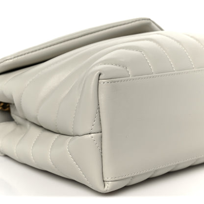 Saint Laurent Calfskin Y Quilted Monogram Small Loulou Chain Satchel Blanc Vintage 10 of 11