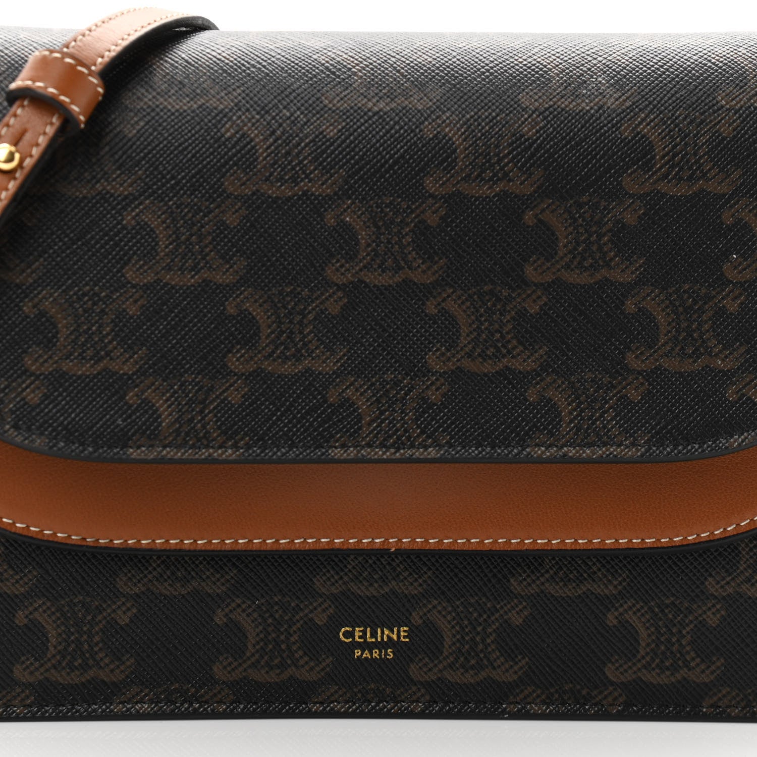 Celine Triomphe Canvas Lambskin Wallet On Strap Tan 9 of 12