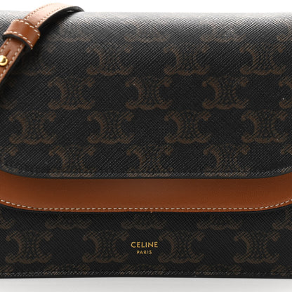 Celine Triomphe Canvas Lambskin Wallet On Strap Tan 9 of 12
