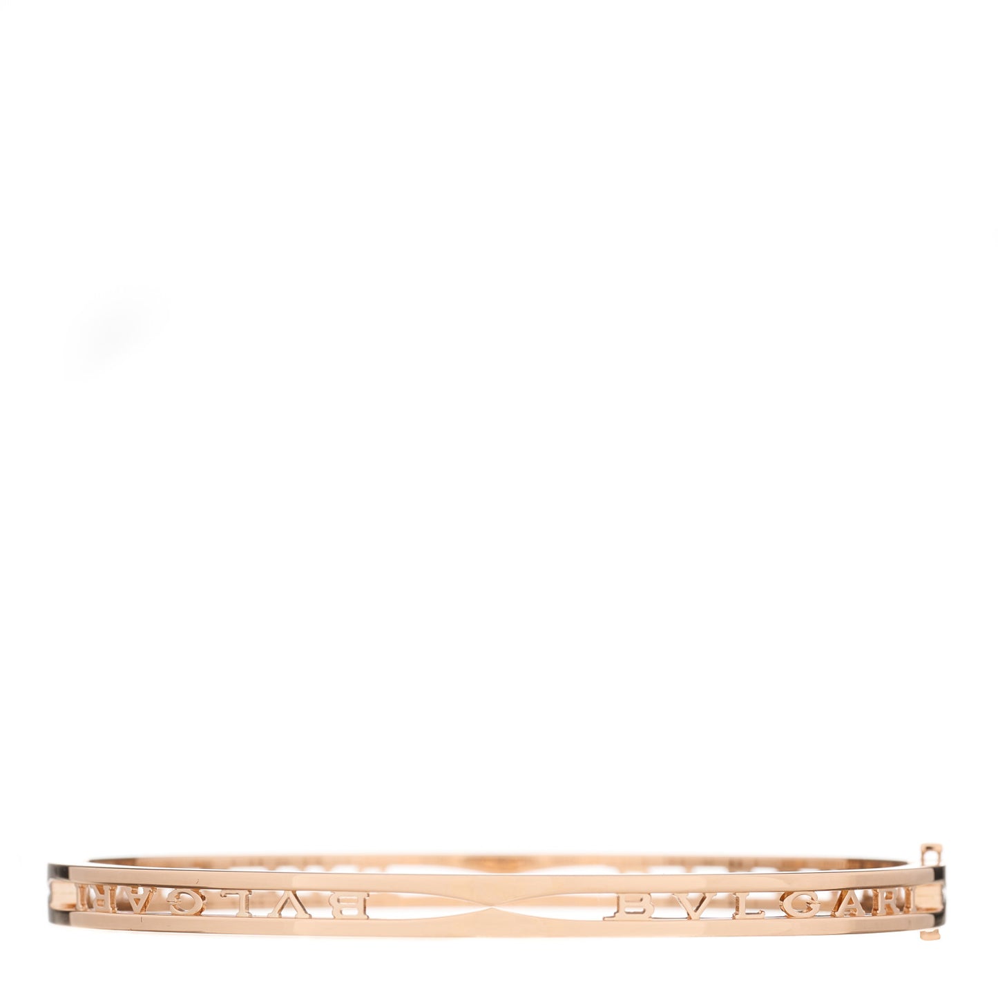 18K Rose Gold Narrow B.Zero1 Bvlgari Logo Bangle Bracelet