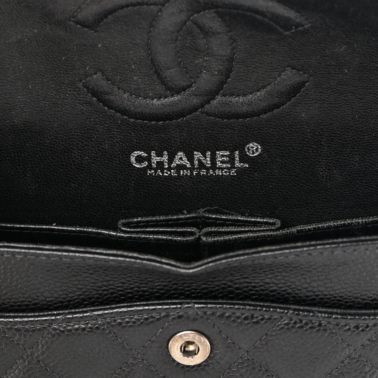 Caviar Quilted Small Double Flap Black
