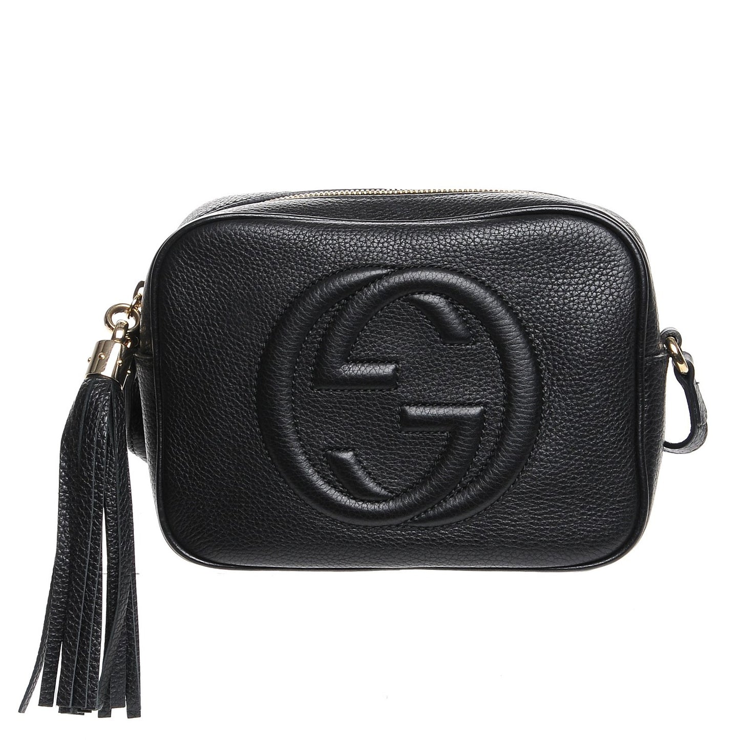 Pebbled Calfskin Small Soho Disco Bag Black