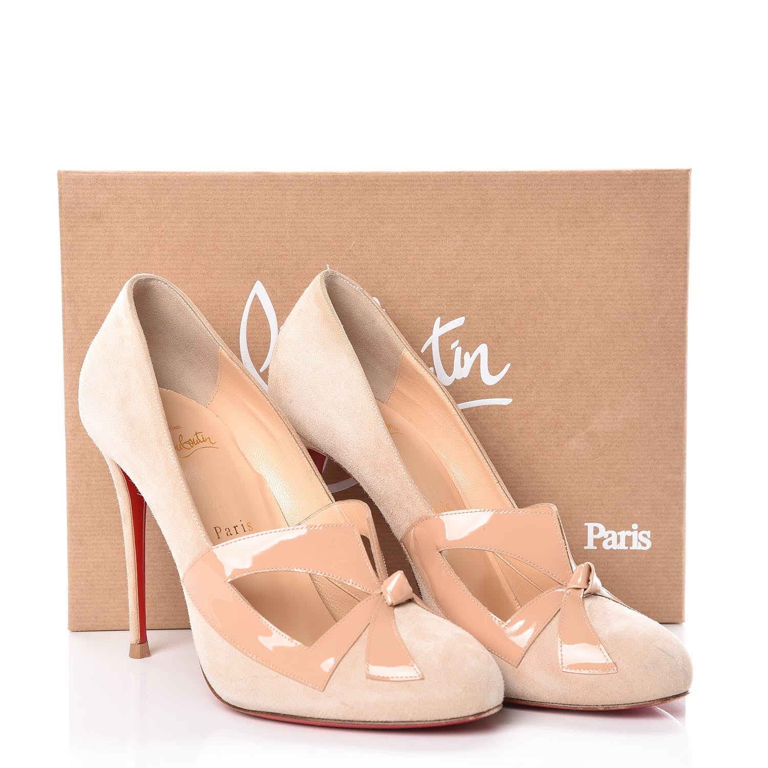 Christian Louboutin Veau Velours Patent Bow Me Dear 100 Pumps 40 Doudou 10 of 10
