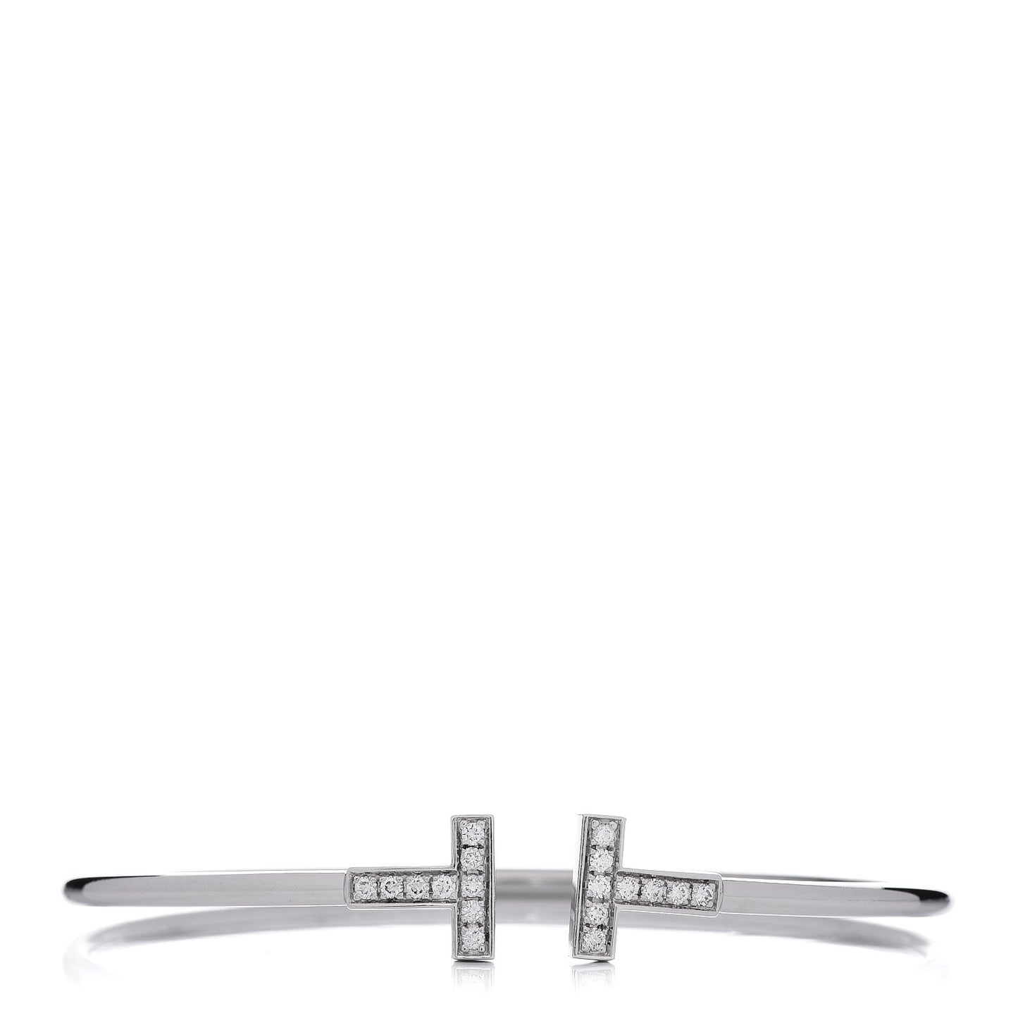 18K White Gold Diamond T Wire Bracelet