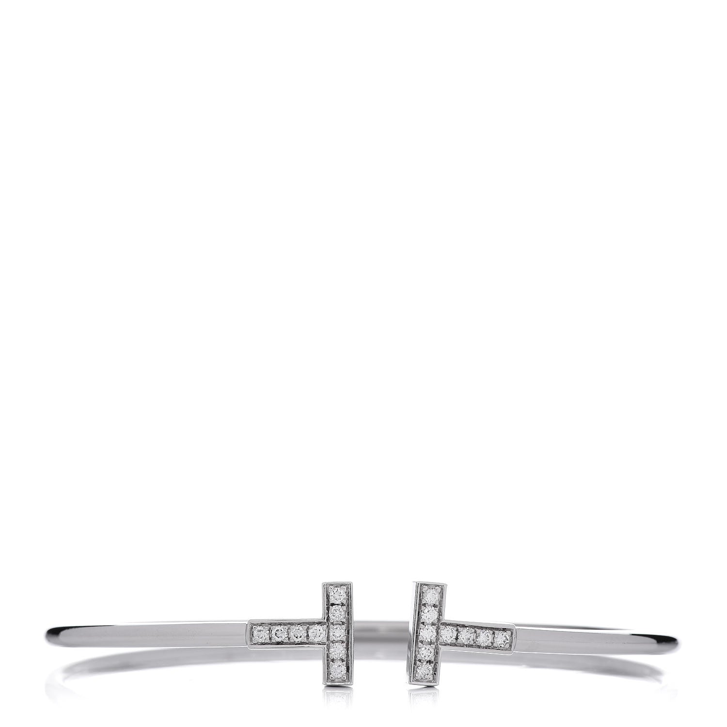 Tiffany 18K White Gold Diamond T Wire Bracelet 1 of 5