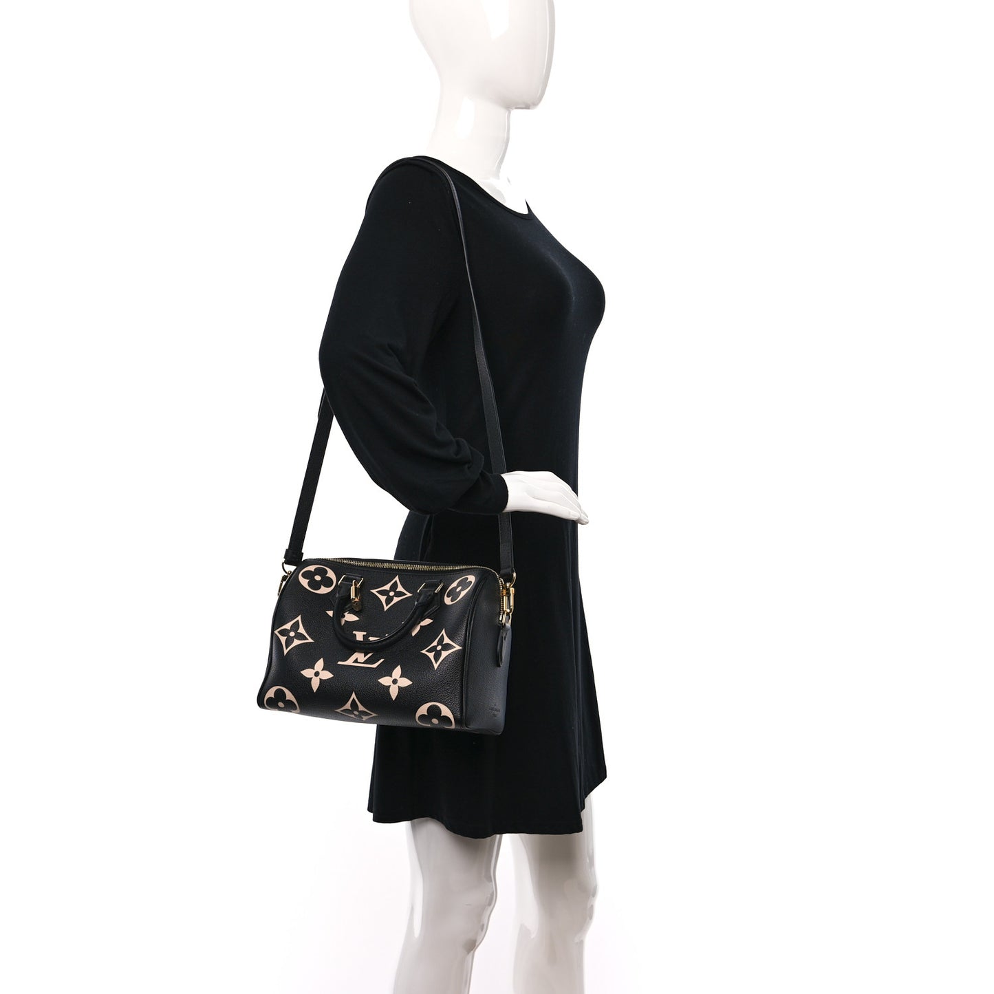 Empreinte Monogram Giant Speedy Bandouliere 25 Black Beige