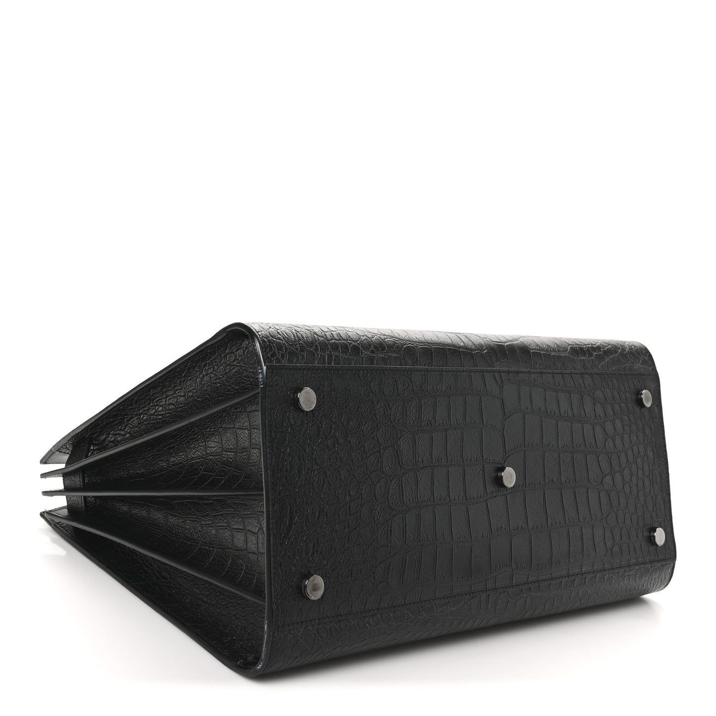 Calfskin Crocodile Embossed Large Sac De Jour Carryall Black