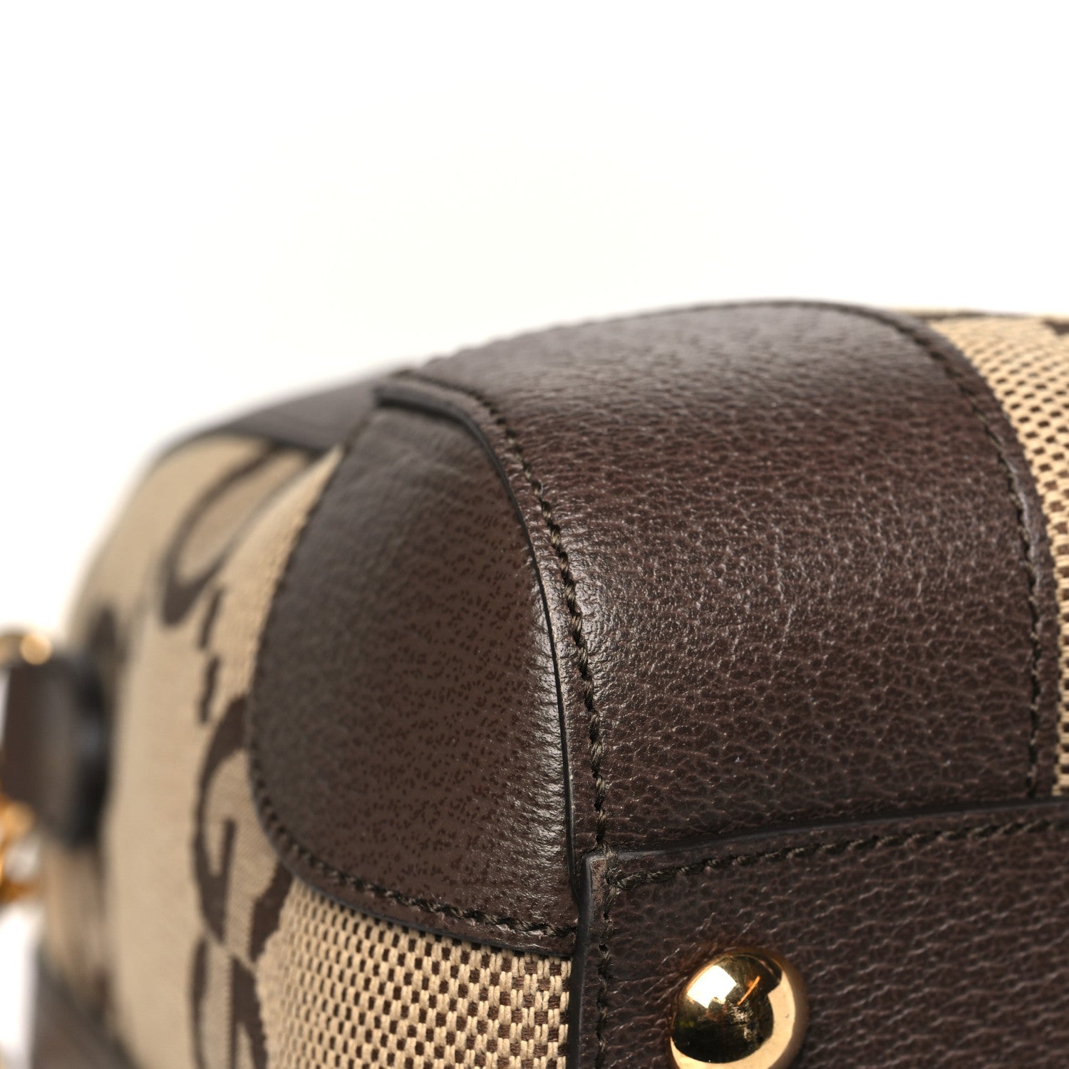 Gucci Monogram Jumbo GG Textured Dollar Calfskin Web Large Duffle Bag Camel Ebony 9 of 10