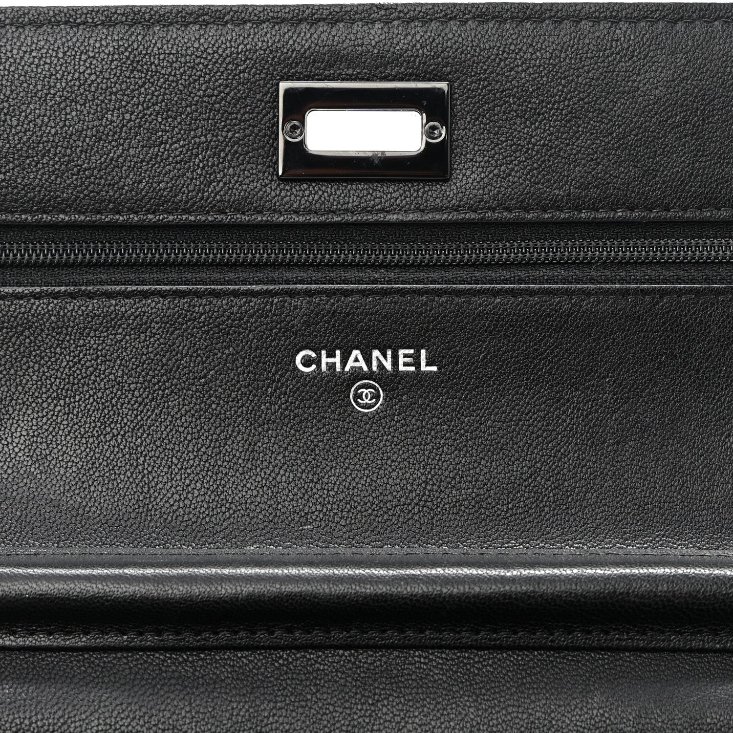 Chanel Sheepskin Chevron Reissue Wallet On Chain WOC So Black 6 of 10
