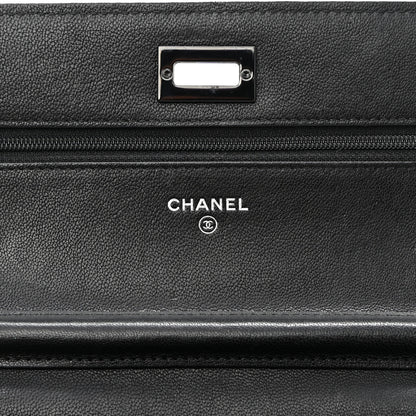 Chanel Sheepskin Chevron Reissue Wallet On Chain WOC So Black 6 of 10