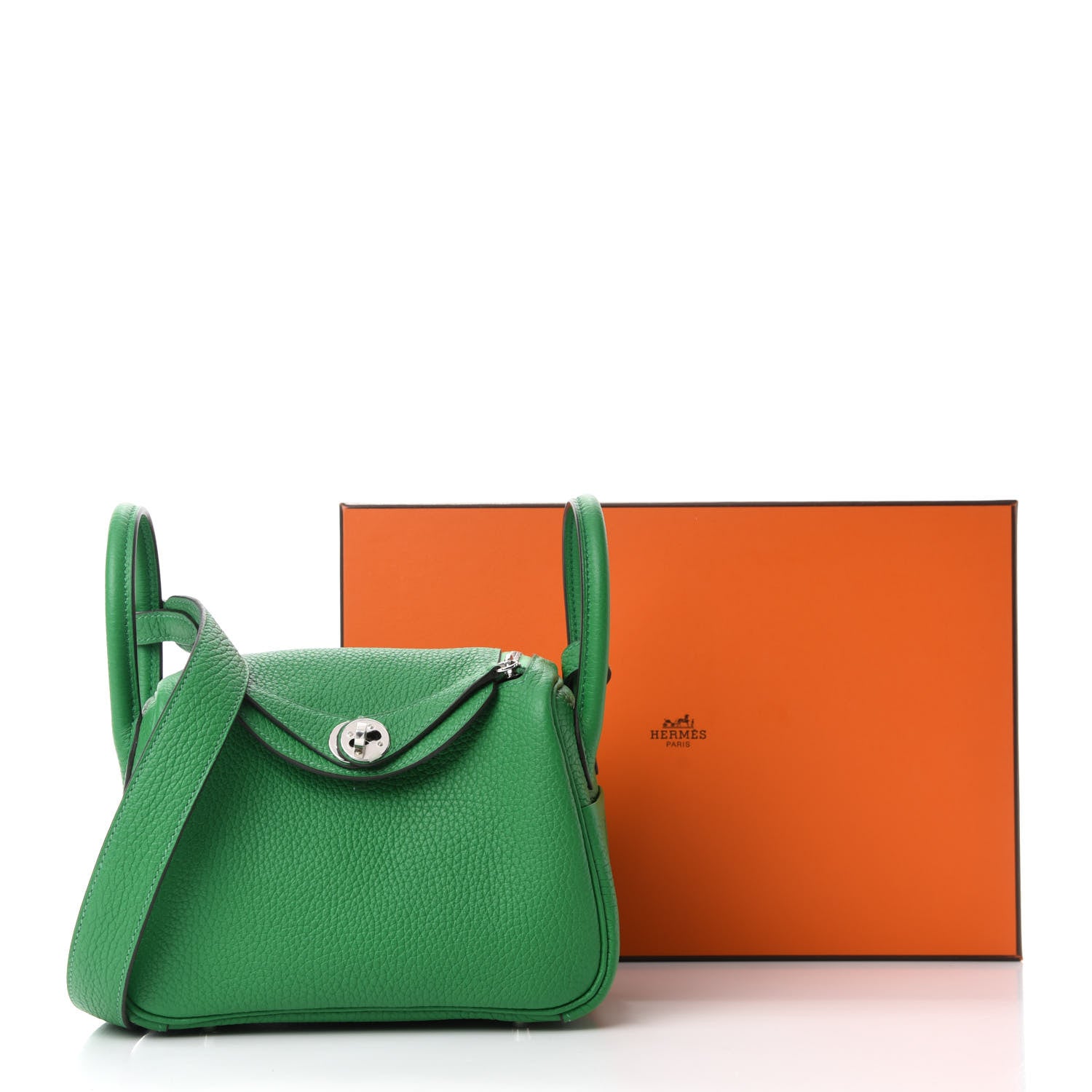 Hermes Taurillon Clemence Mini Lindy 20 Bambou 11 of 11