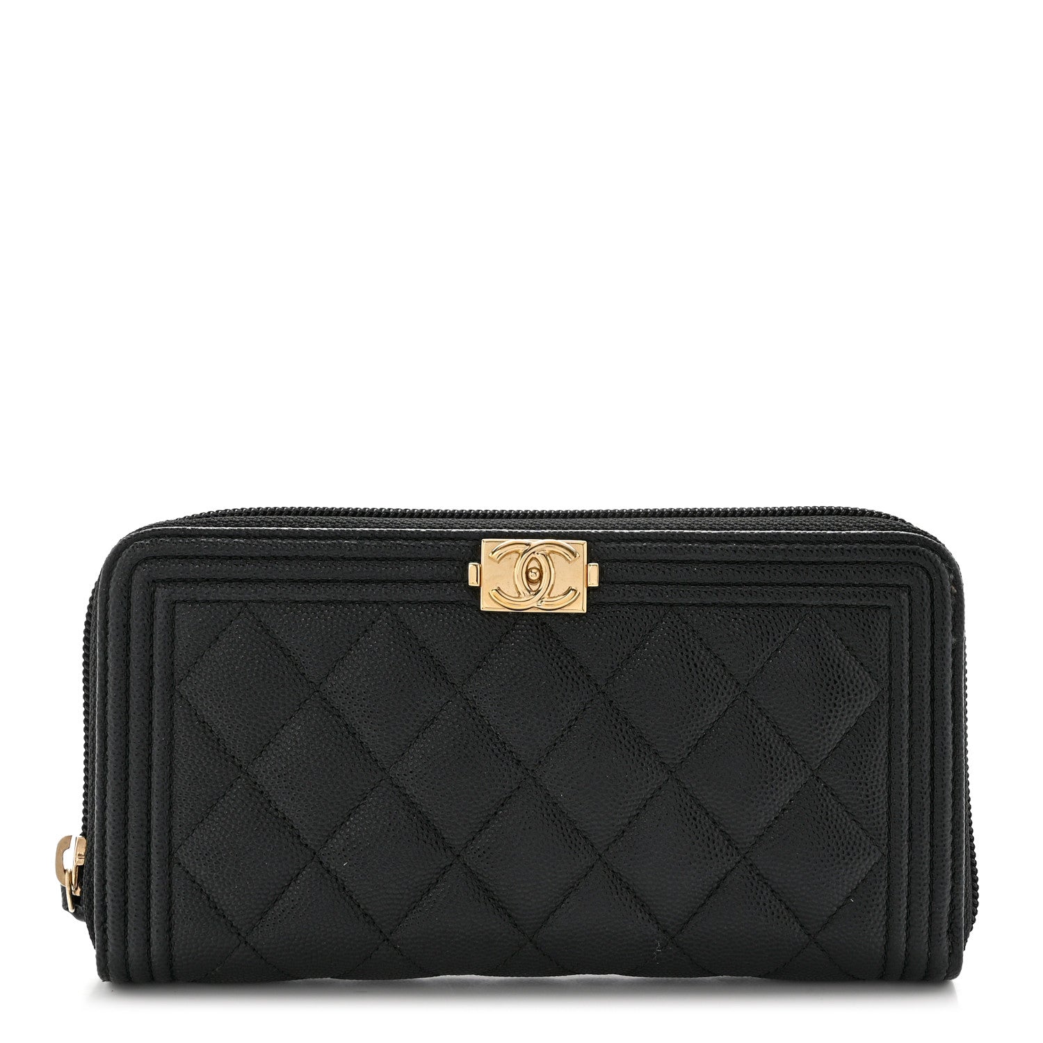 Chanel Caviar Quilted Boy Long Zip Around Wallet Black 1 of 9