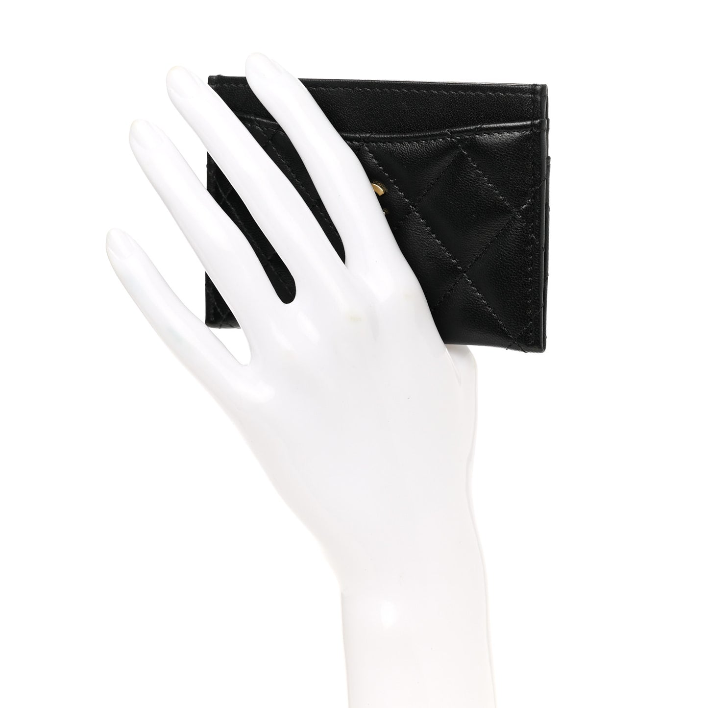 Lambskin Quilted Card Holder Black