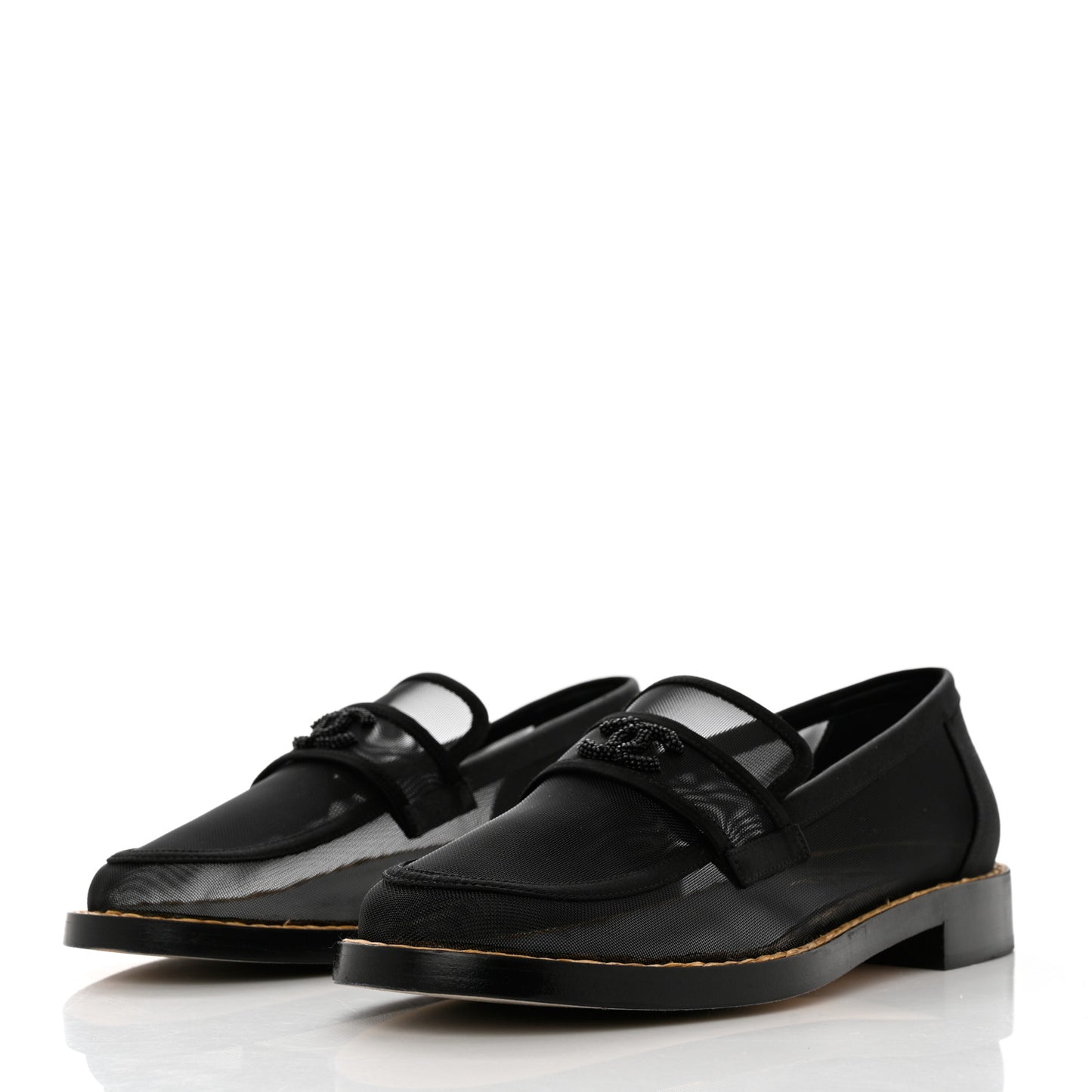 Mesh Satin CC Loafers 40 Black