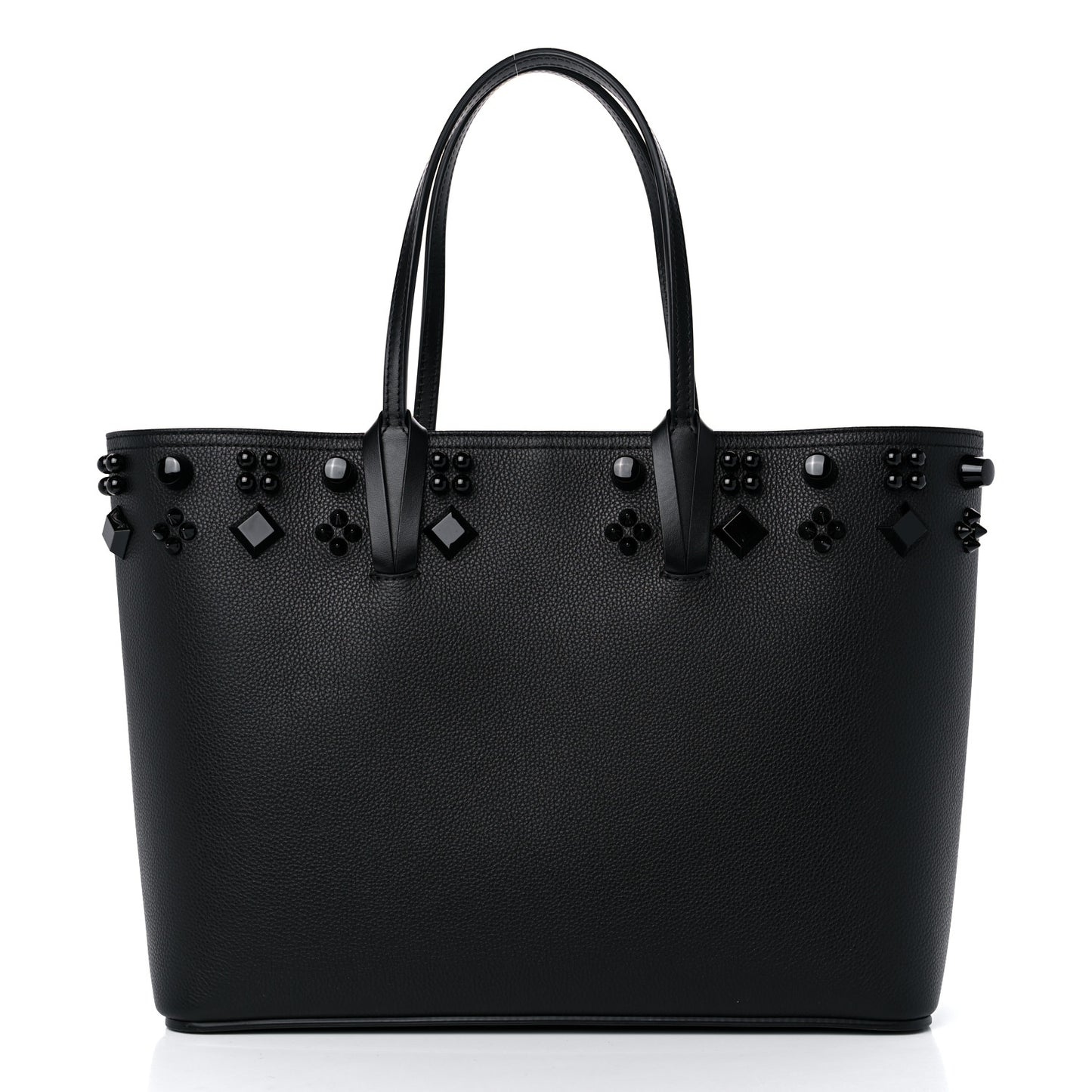 Calfskin Empire Spike Studded East West Cabata Tote Black