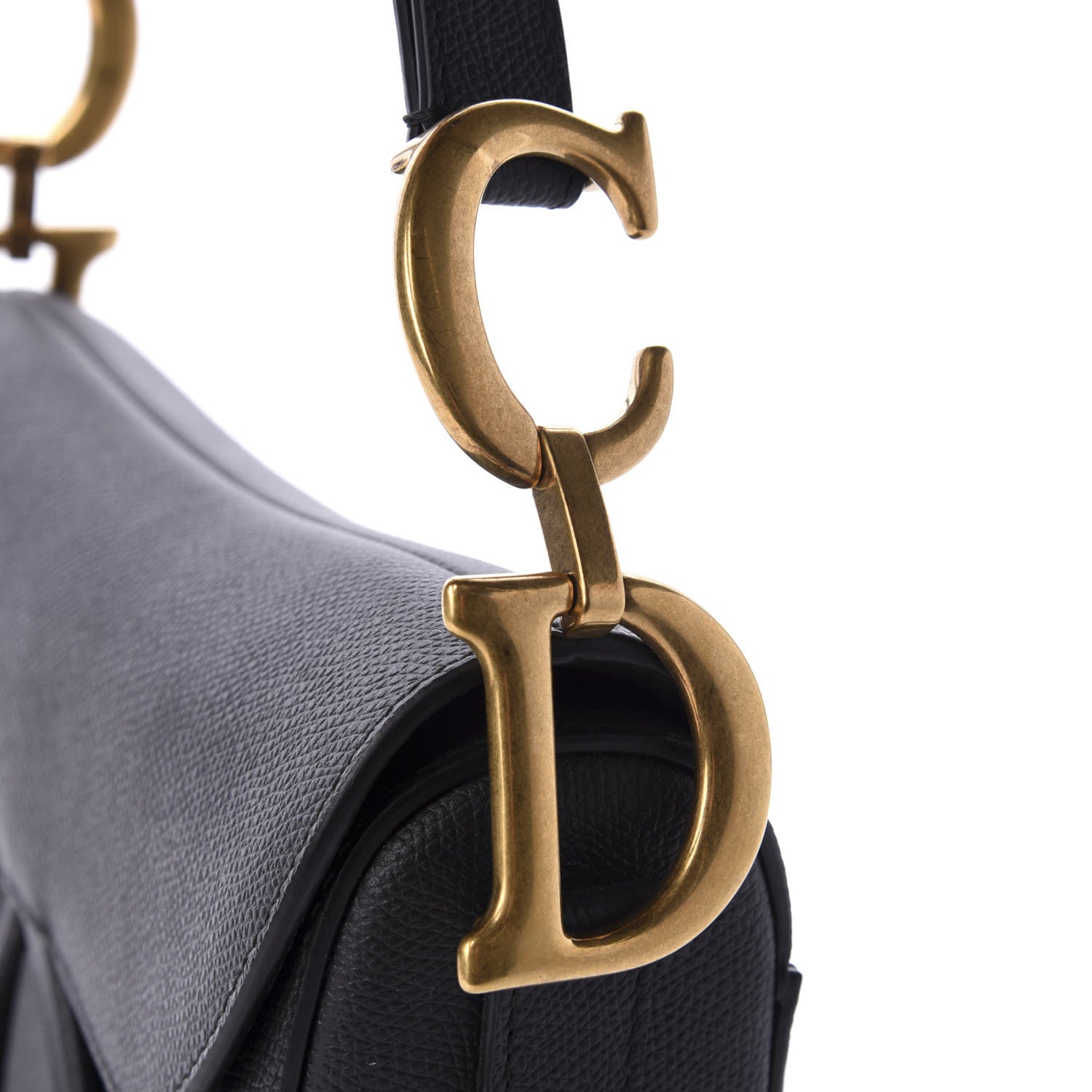 Christian Dior Grained Calfskin Saddle Bag Black 12 of 13