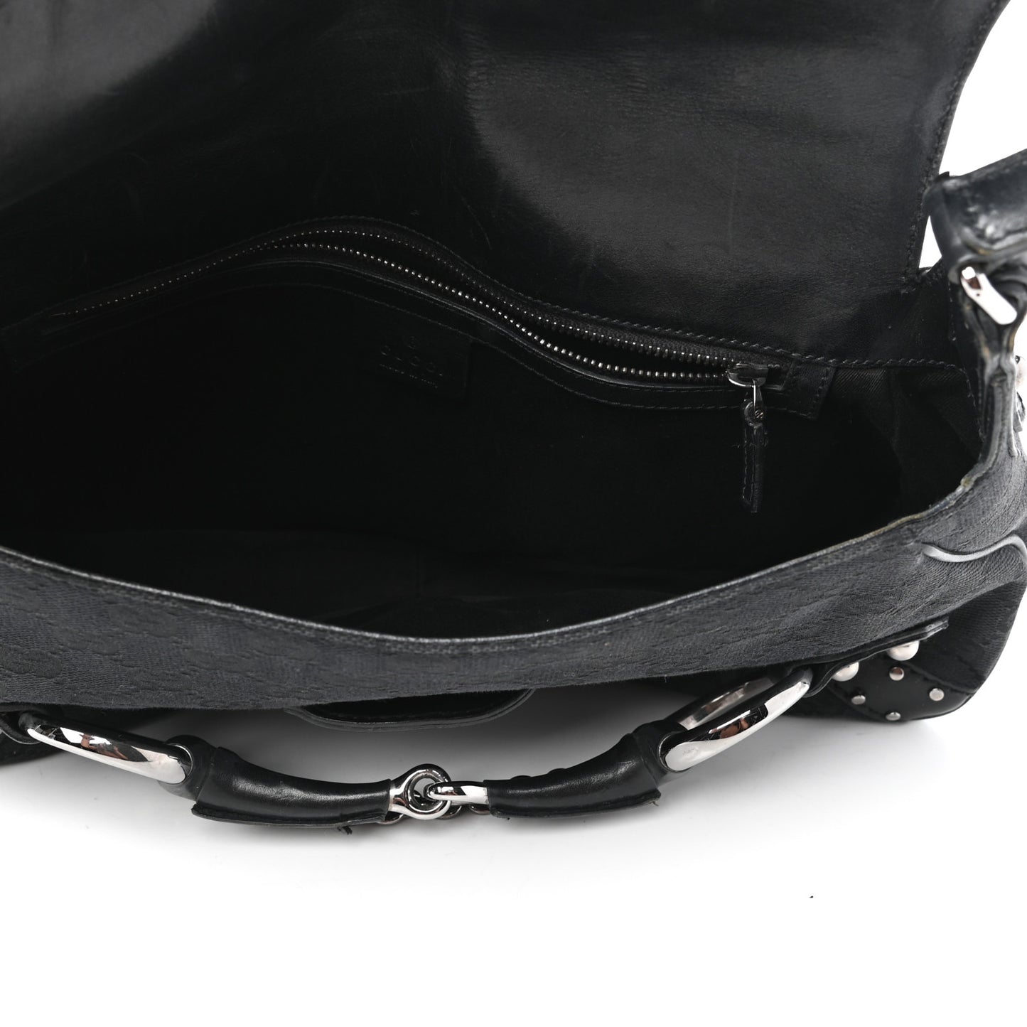Monogram Horsebit Chain Flap Shoulder Bag Black