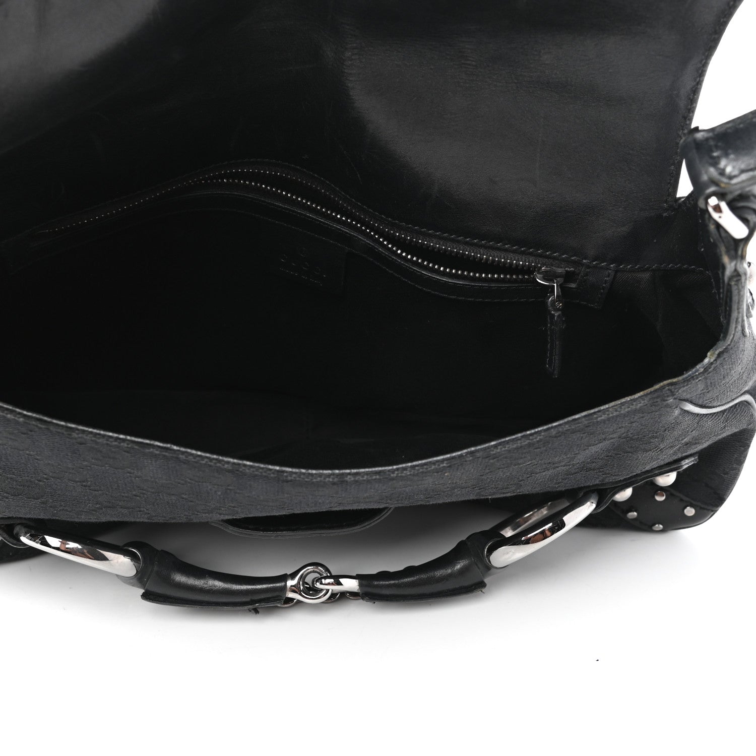 Gucci Monogram Horsebit Chain Flap Shoulder Bag Black 5 of 9