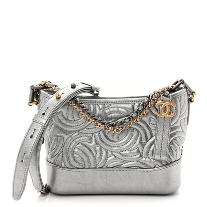 Chanel Metallic Aged Calfskin CC Quilted Small Gabrielle Hobo Dark Silver 1 of 10