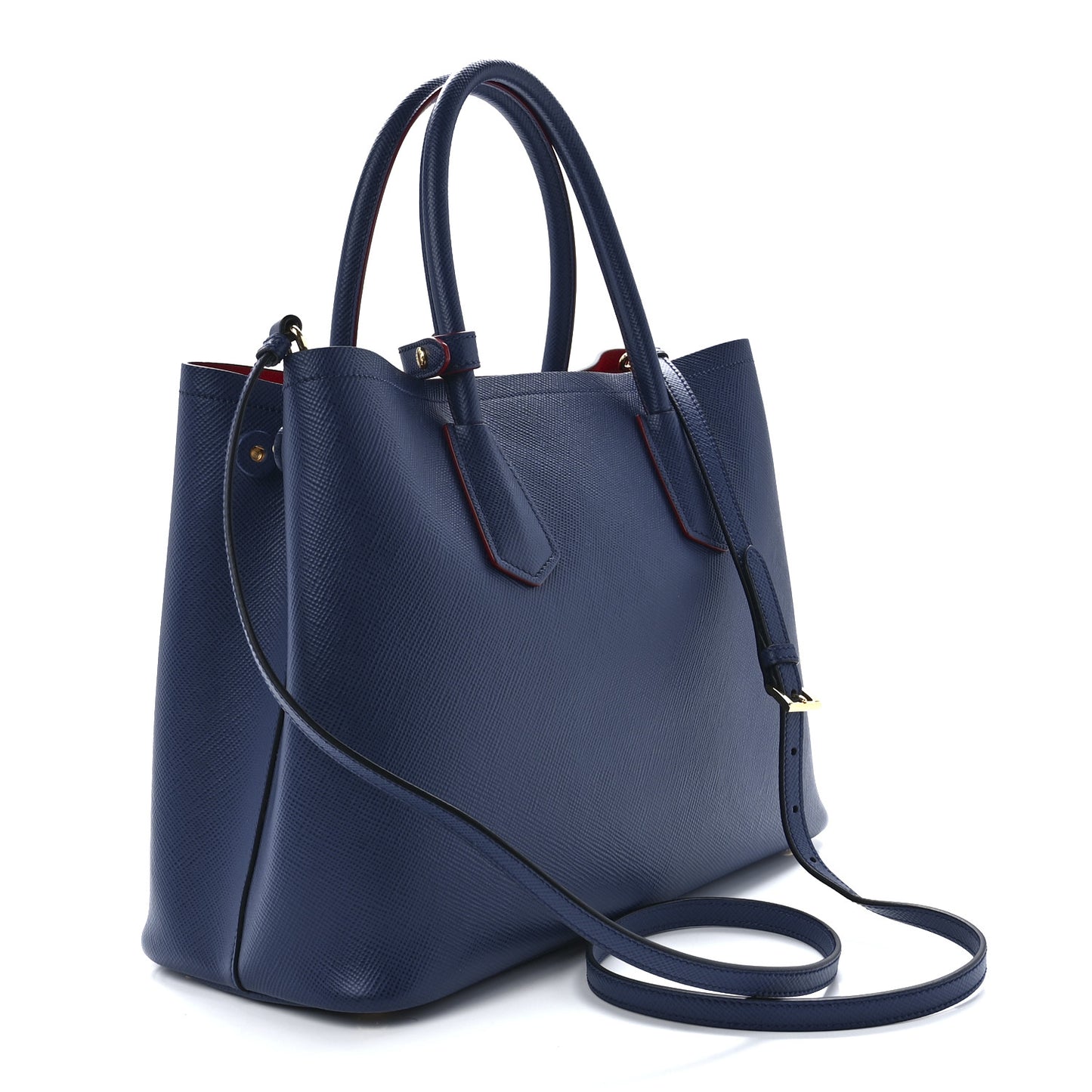 Saffiano Cuir Medium Double Bag Bleuette Rosso