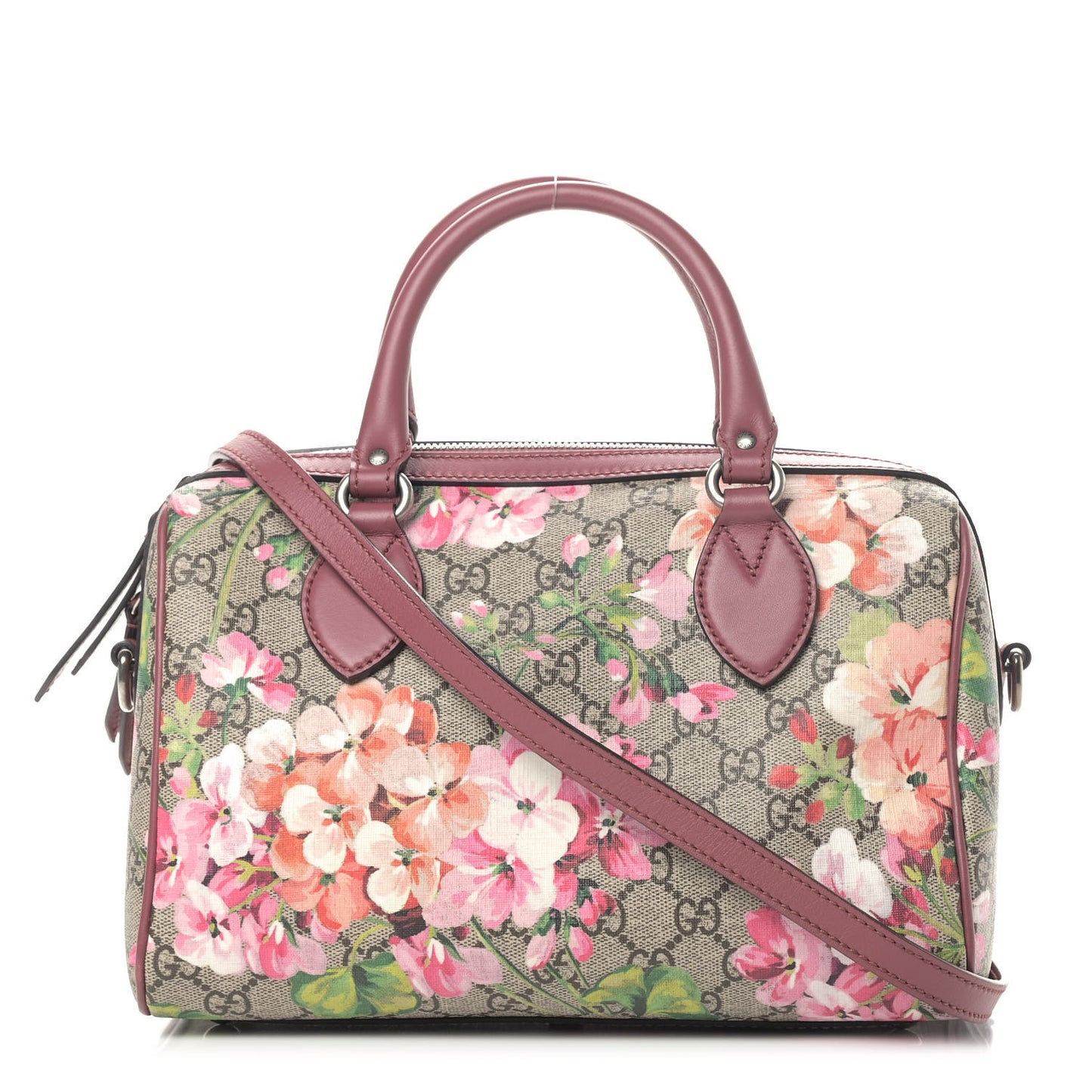 GG Supreme Monogram Blooms Small Boston Beige Multicolor Dry Rose