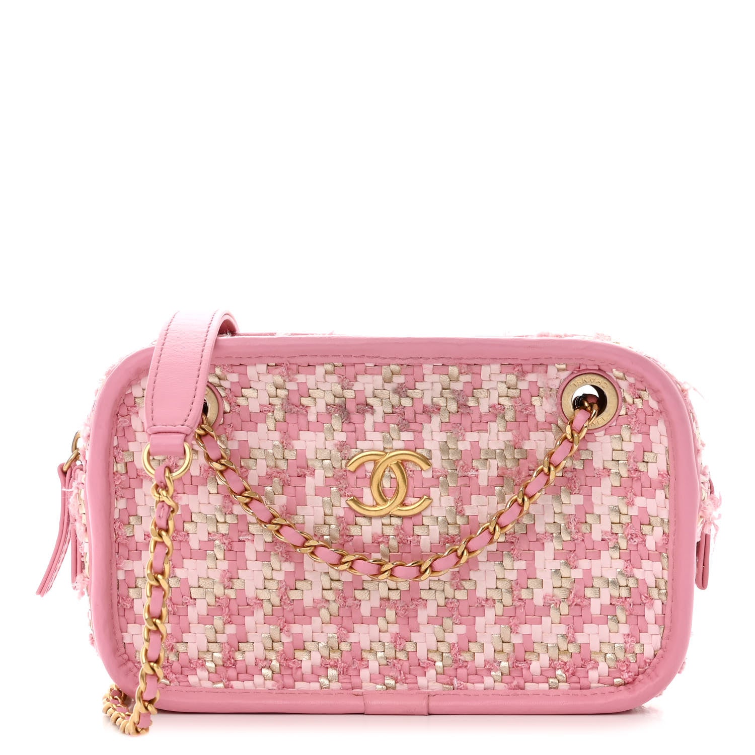 Chanel Metallic Lambskin Viscose Woven Camera Case Rose Beige 1 of 11