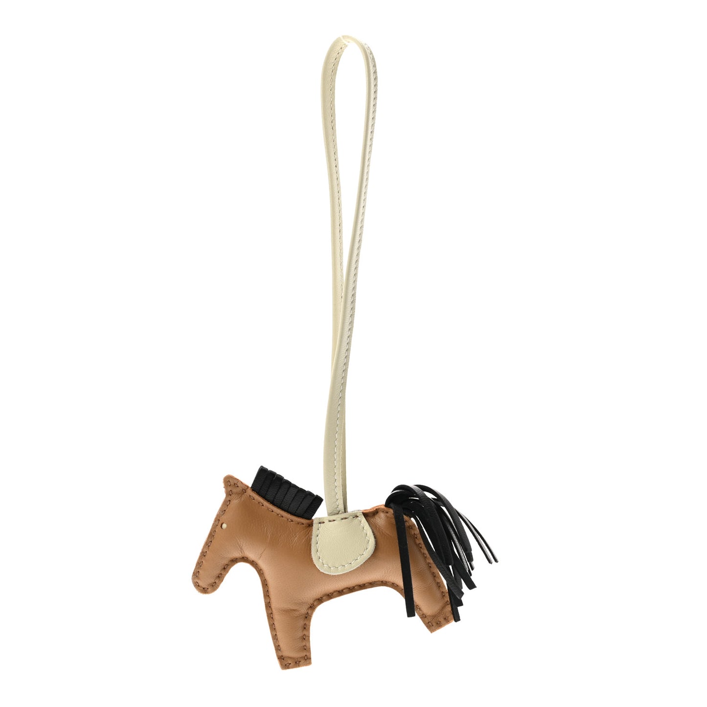 Milo Lambskin Grigri Rodeo Bag Charm PM Chai Black Craie